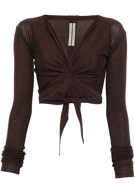 Brown wrap-design cropped top  Rick owens - women